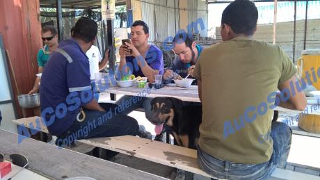 MEM Colombia: a break in the restaurant with local workers.