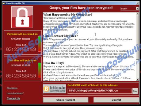 Virus WannaCry: image showed at stratup of the computer